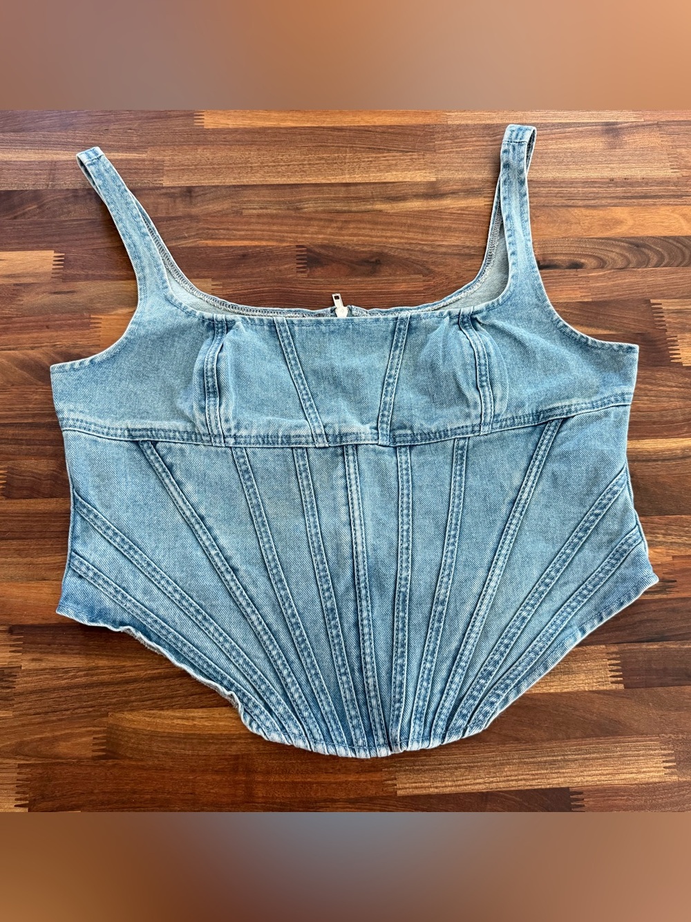 PrettyLittleThing Plus Denim Corset Top